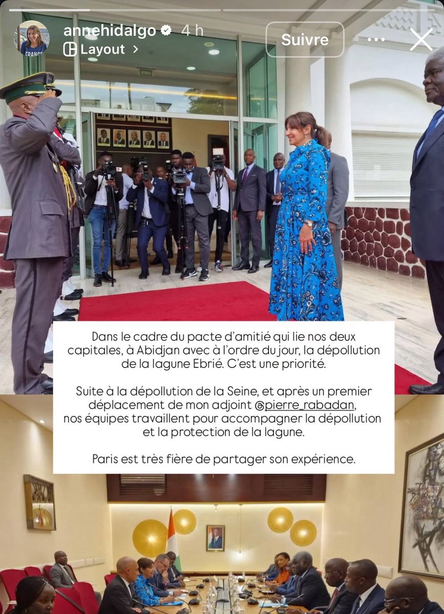 Le foutage de gueule total. #AnneHidalgo est en Côte d’Ivoire dans le cadre d’un pacte d'amitié bidon entre Paris et Abidjan uniquement prétexte à voyager. Elle continue de dilapider l’agent des parisiens. Qui va mettre en terme à ces dérives insupportables <a href="/Courdescomptes/">Cour des comptes</a> ?