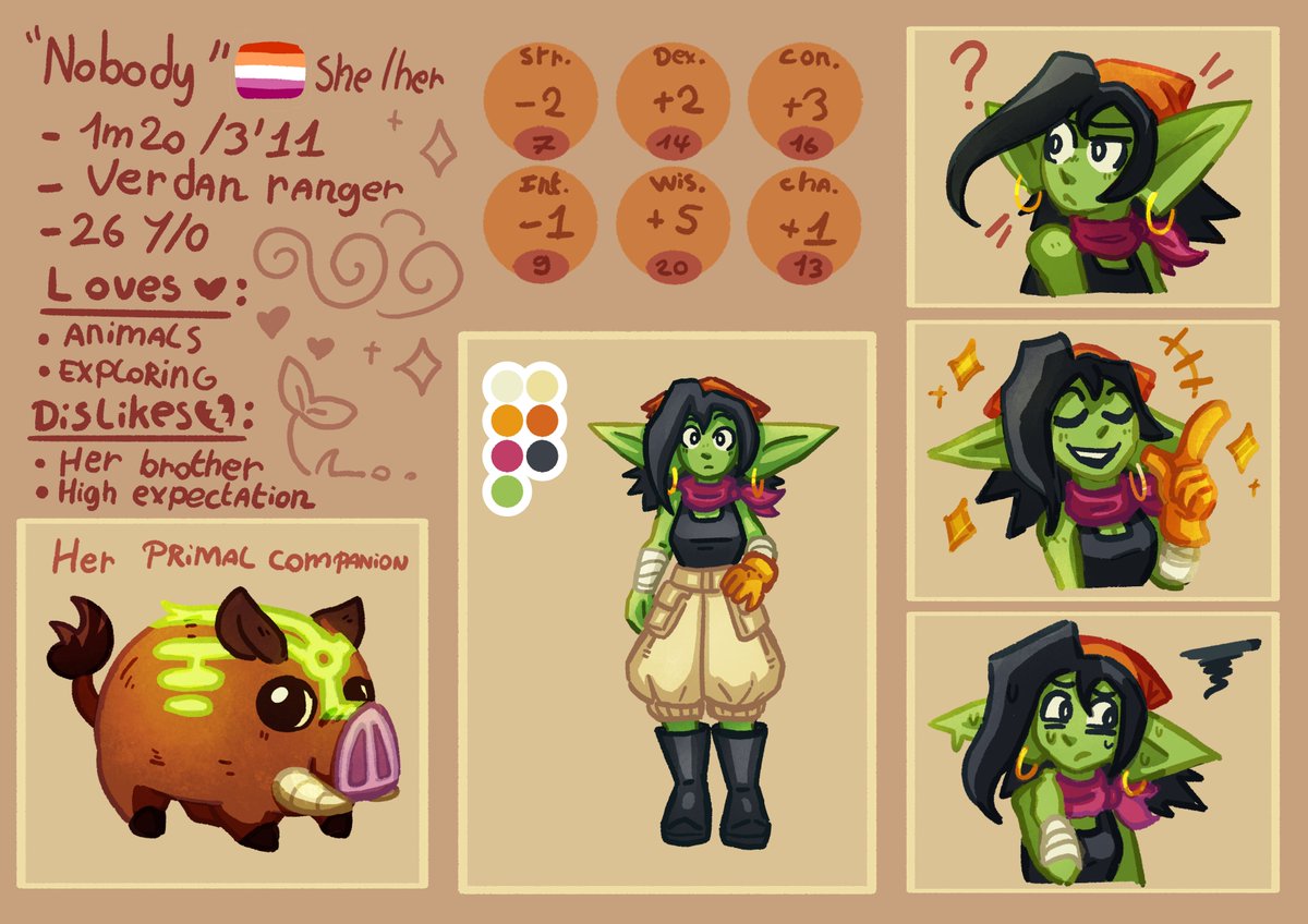AhoPoune's tweet photo. The girl with no name
#dnd #Verdan #Ranger #boar #oc #refsheet https://t.co/ldPklP78v6