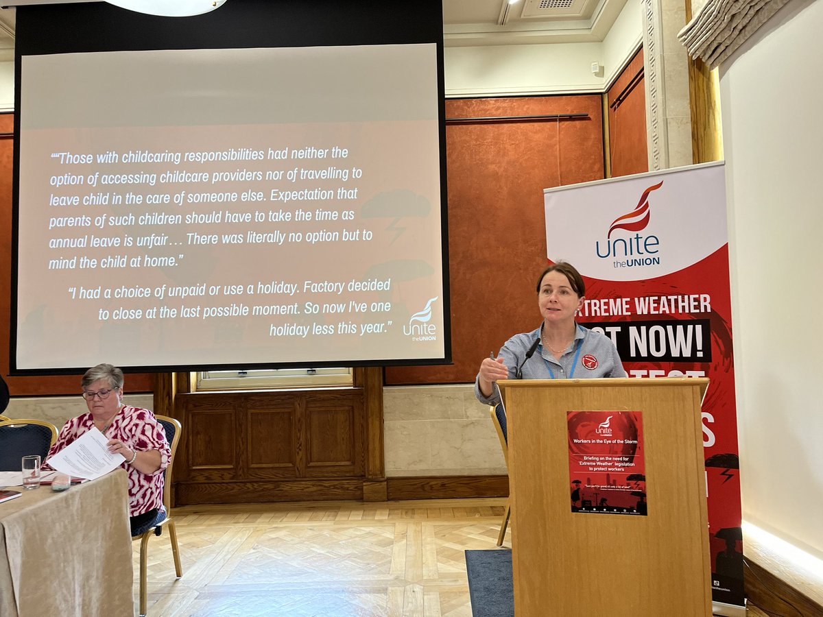 Unite’s ‘Workers in the Eye of the Storm’ report was launched this afternoon in Stormont’s Long Gallery.

It’s time to climate-proof our health &amp; safety legislation. Workers will not made to pay for a climate crisis not of their making.

Click to read tinyurl.com/2w8tjtym
