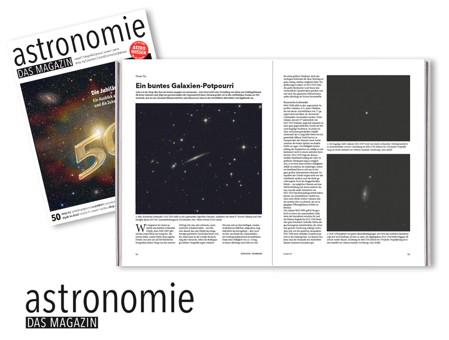 AstronomieMag's tweet photo. Deep Sky

Ein buntes Galaxien-Potpourri

Diese Deep Sky Tour von Anne Keller findet ihr in der aktuellen Jubiläumsausgabe 50 von astronomie - DAS MAGAZIN. 🤩

Bestellung Einzelheft https://t.co/rHzq7KUnEF

ABO https://t.co/irv3nnQOtG https://t.co/QKj9vsGOtB