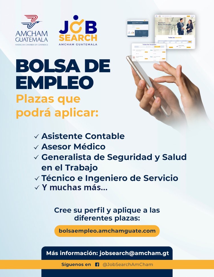Net Market Guatemala - #EmailMarketing (@netmarketguate) on Twitter photo ¡Nuevas oportunidades Laborales!
Solo tienes que registrarte en el siguiente link
bolsaempleo.amchamguate.com
Más información:
Escribe a: jobsearch@amcham.gt ¡Nuevas oportunidades Laborales!
Solo tienes que registrarte en el siguiente link
bolsaempleo.amchamguate.com
Más información:
Escribe a: jobsearch@amcham.gt