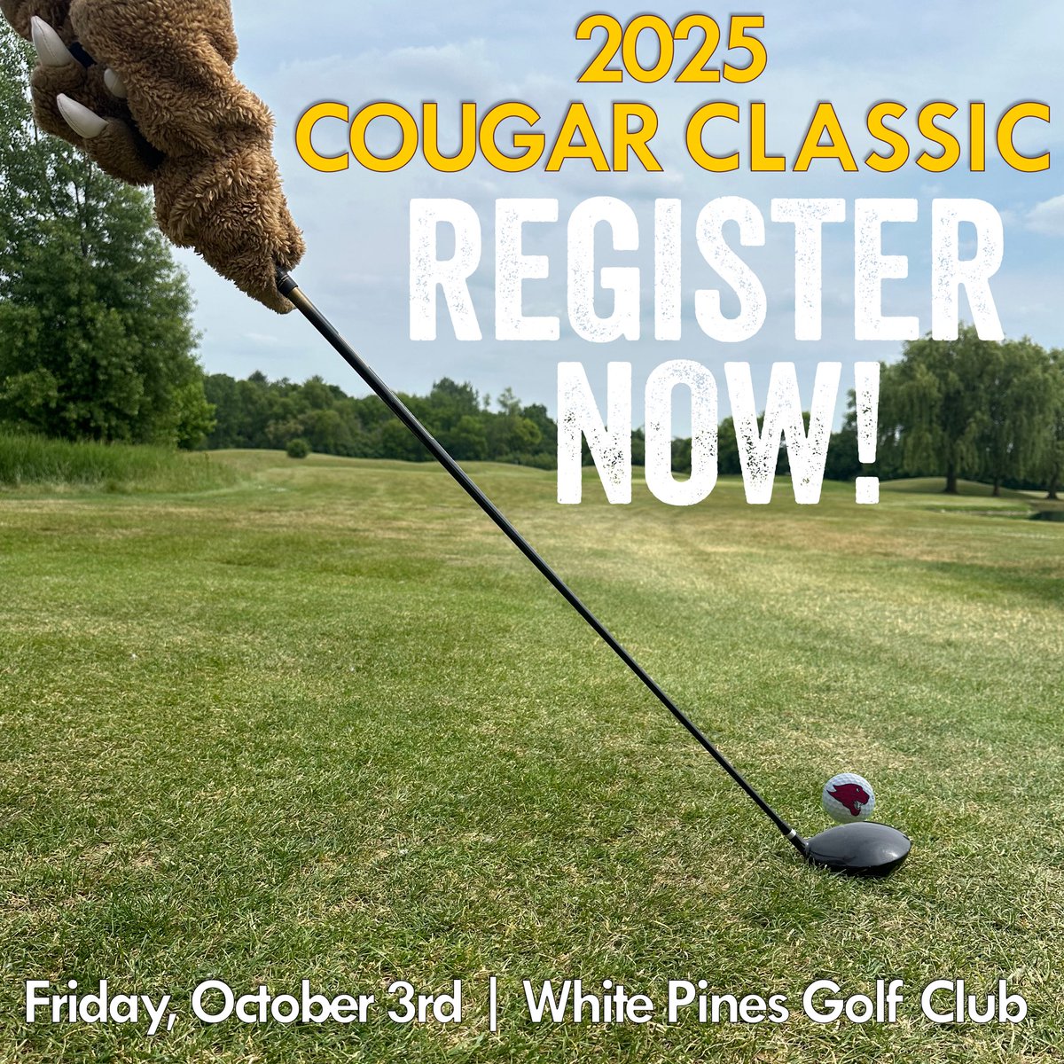Registration for the 2025 Cougar Classic is now open! Be sure to register for a fun day on the course while helping our program. Head to cucougars.com/CougarClassic to get registered. Can’t wait to see you there ⛳️🐾
