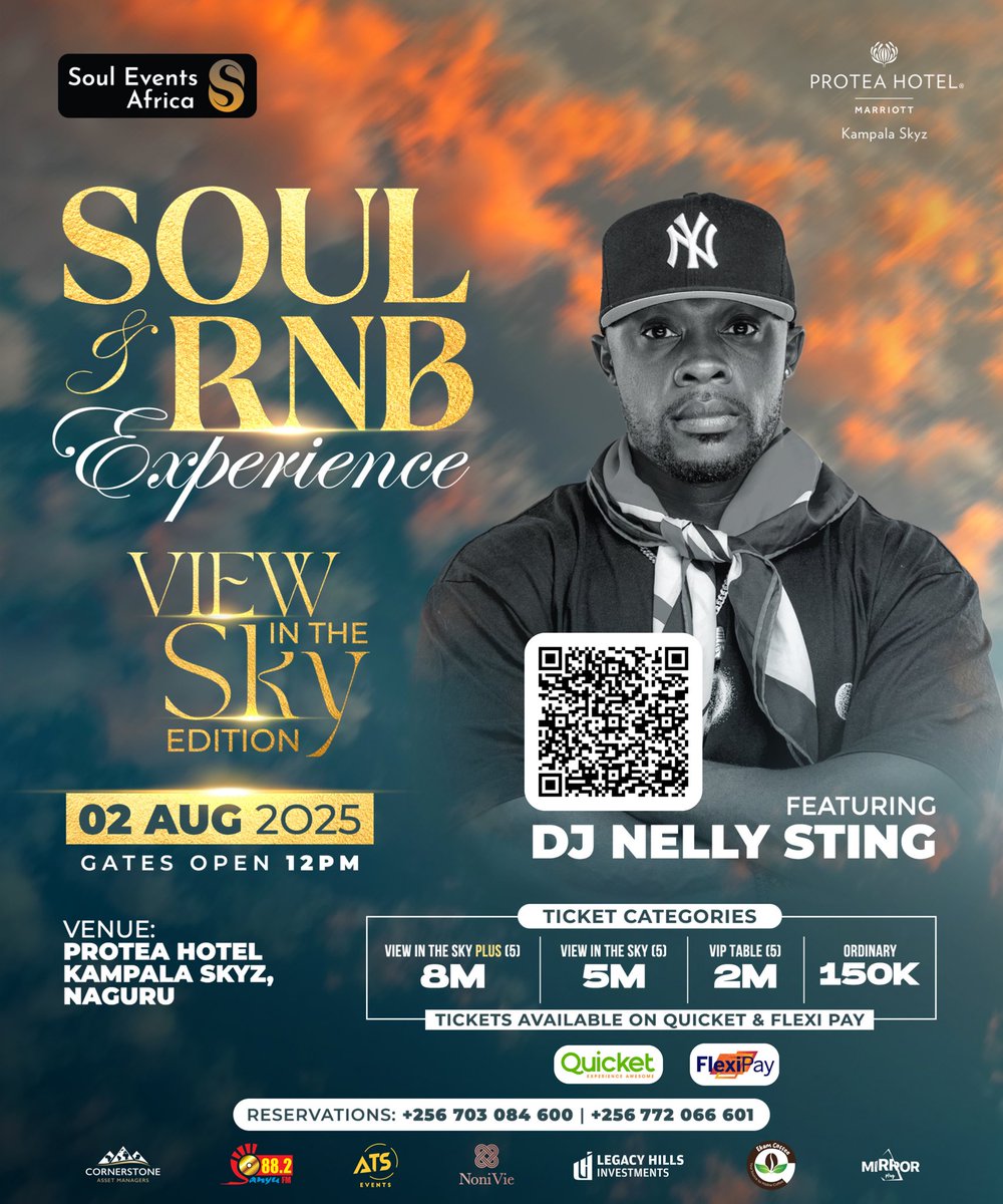 Spinning the perfect mix of soul classics and RnB heat 🔥

<a href="/nellysting/">Dj Nellysting</a> is set to light up the night at the Soul &amp; RnB Experience! #ViewInTheSkies Edition

Get your early bird tickets here: quicket.co.ug/events/317941-…