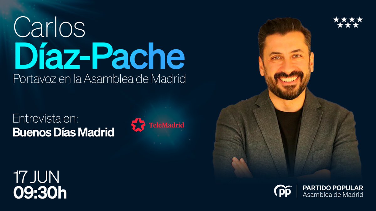 Mañana, a partir de las 09:30h, ⁦<a href="/cdpache/">Carlos Díaz-Pache</a>⁩ interviene en ⁦<a href="/BuenosDiasTM/">Buenos Días Madrid</a>⁩. 

📲 Síguelo en directo: telemadrid.es/emision-en-dir…