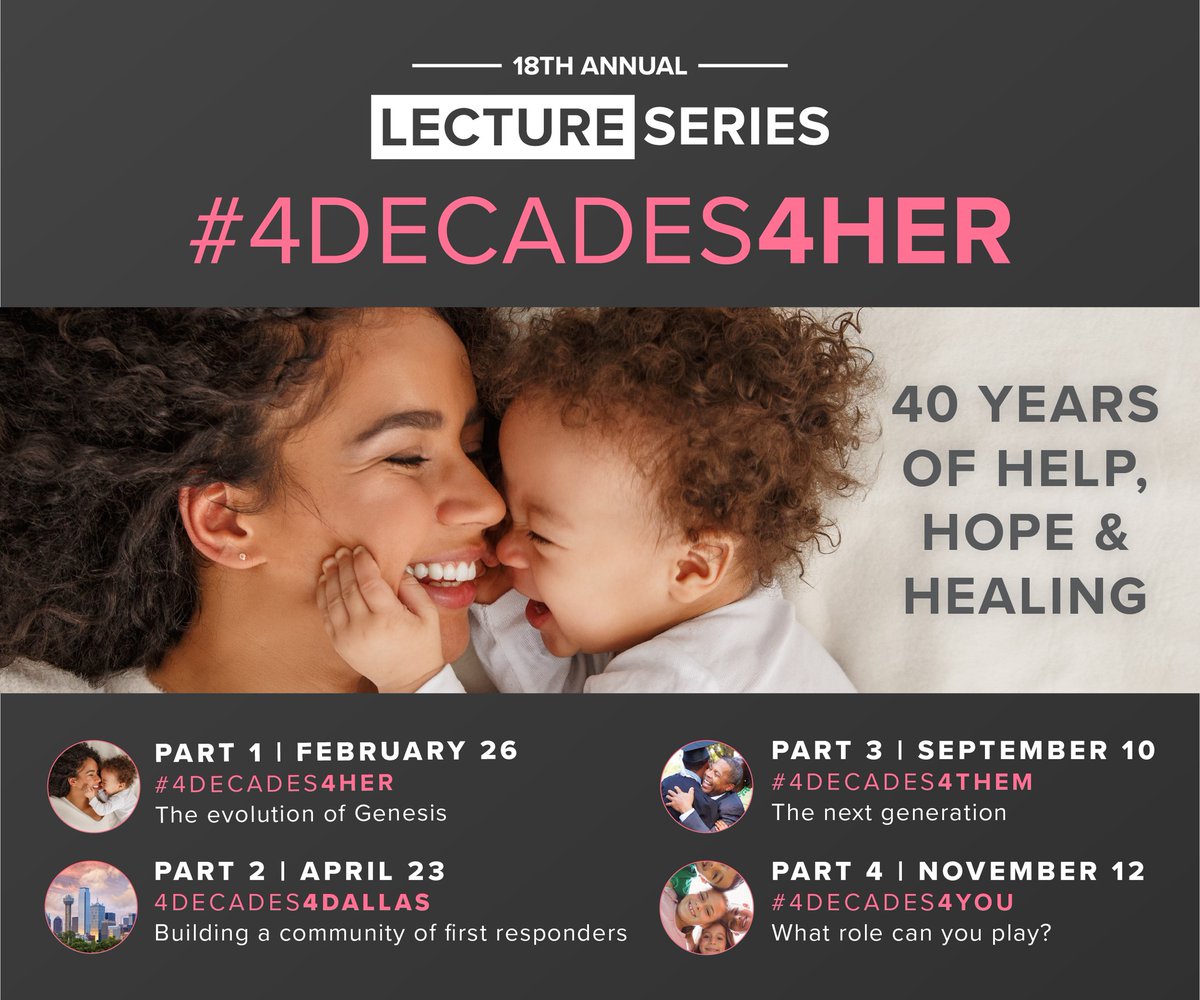 🗓️September 10 is part 3 of the Genesis Lecture Series — The Next Generation. 

<a href="/GenesisShelter/">Genesis Women’s Shelter & Support</a> supports 400+ children annually with trauma-informed care &amp; mother-child healing. Learn more about this important work and purchase your ticket: bit.ly/3DC8xpR #4Decades4Them