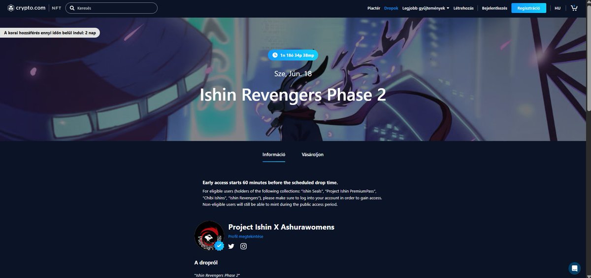 Project Ishin (@project_ishin) on Twitter photo 2 days left until Revengers Phase 2 drop on <a href="/cryptocomnft/">Crypto.com NFT</a> #crofam ⛩️🔥
We have given Loaded Lions and Cyber Cubs holders early access too to show our love to Legion🦁🔥
(Drop page yet not refreshed)
Drop gate: crypto.com/nft/drops-even…
With #ManeCity integration (in-game 2 days left until Revengers Phase 2 drop on <a href="/cryptocomnft/">Crypto.com NFT</a> #crofam ⛩️🔥
We have given Loaded Lions and Cyber Cubs holders early access too to show our love to Legion🦁🔥
(Drop page yet not refreshed)
Drop gate: crypto.com/nft/drops-even…
With #ManeCity integration (in-game