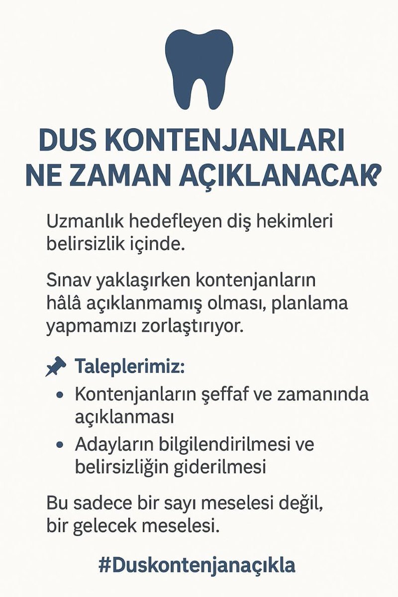İleride dişinizi kendiniz çekmek istemiyorsanız eğer dusta kontenjan artmalı 
#duskontenjanacıkla #dusta1500kontenjan