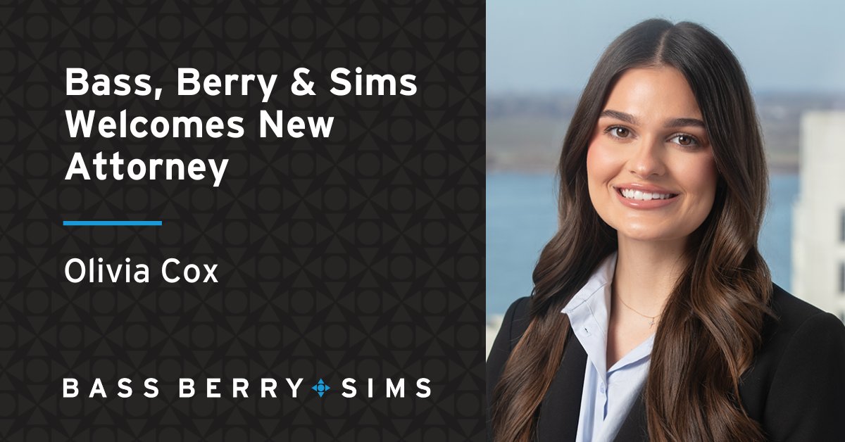 Bass Berry Health (@bassberryhealth) on Twitter photo We’re excited to welcome Olivia Cox to the firm. A graduate of the <a href="/memlawschool/">Univ. of Memphis Law</a>, Olivia advises clients on healthcare regulatory and transactional matters.
Learn more about Olivia: bit.ly/CoxBoost
#BBSBoost We’re excited to welcome Olivia Cox to the firm. A graduate of the <a href="/memlawschool/">Univ. of Memphis Law</a>, Olivia advises clients on healthcare regulatory and transactional matters.
Learn more about Olivia: bit.ly/CoxBoost
#BBSBoost