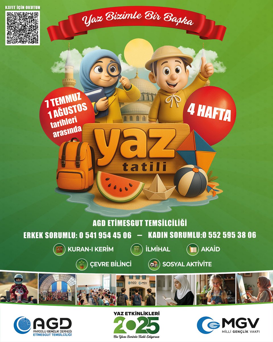 AGD Etimesgut Yaz Etkinlikleri

📆 7 Temmuz - 1 Agustos tarihleri arasında

ERKEK SORUMLU:
☎️ 0 541 954 45 06 
      
KADIN SORUMLU : 
☎️ 0 552 595 38 06
      
ÖN KAYIT:
docs.google.com/forms/d/11oSL-…