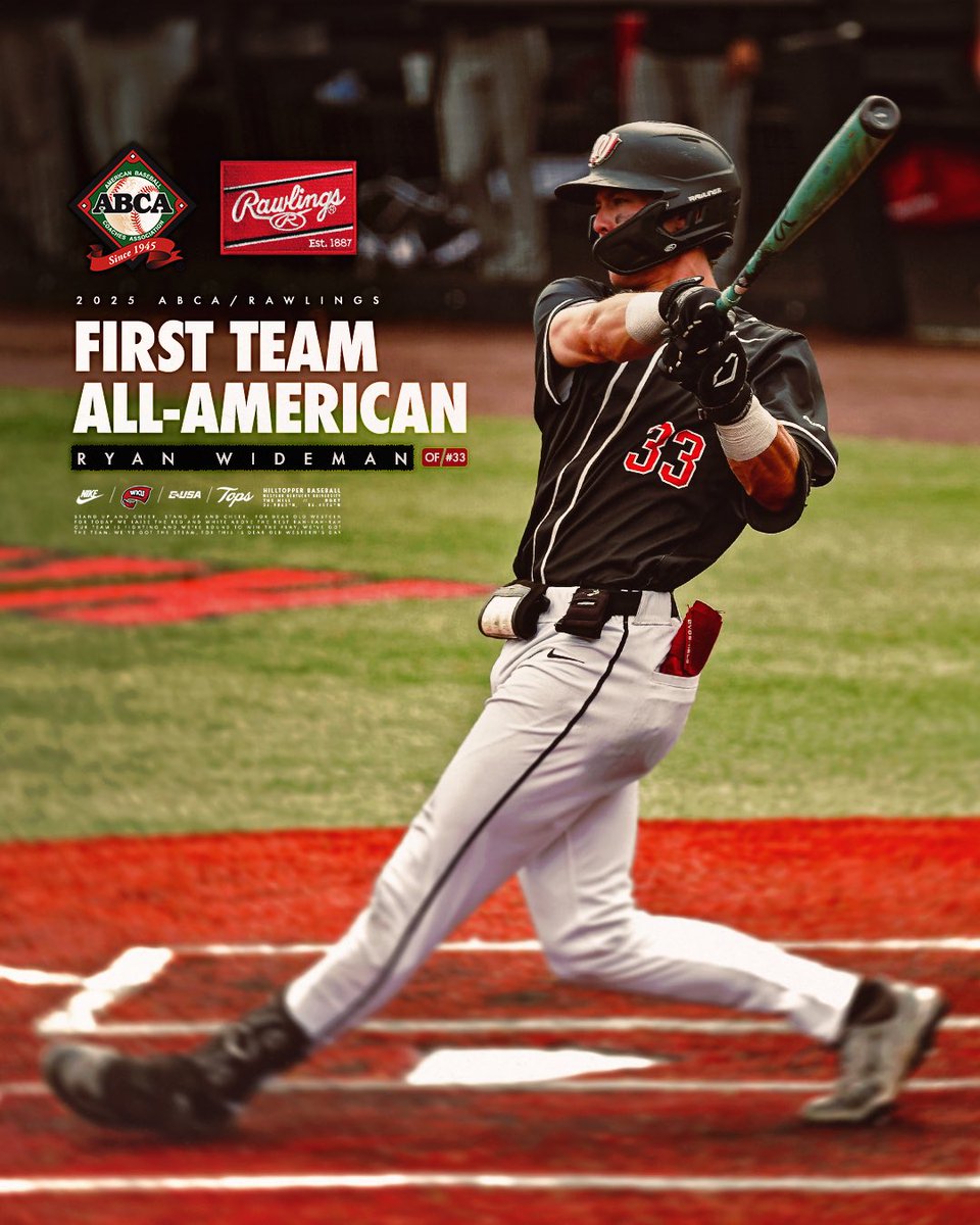 WKU Baseball (@wku_baseball) on Twitter photo Another First Team All-American nod for our guy <a href="/RyanWideman03/">Ryan Wideman</a> ๐บ๐ธ
๐ฒ bit.ly/4lePUZj
<a href="/ABCA1945/">ABCA</a> | <a href="/RawlingsSports/">Rawlings Baseball</a> Another First Team All-American nod for our guy <a href="/RyanWideman03/">Ryan Wideman</a> ๐บ๐ธ
๐ฒ bit.ly/4lePUZj
<a href="/ABCA1945/">ABCA</a> | <a href="/RawlingsSports/">Rawlings Baseball</a>