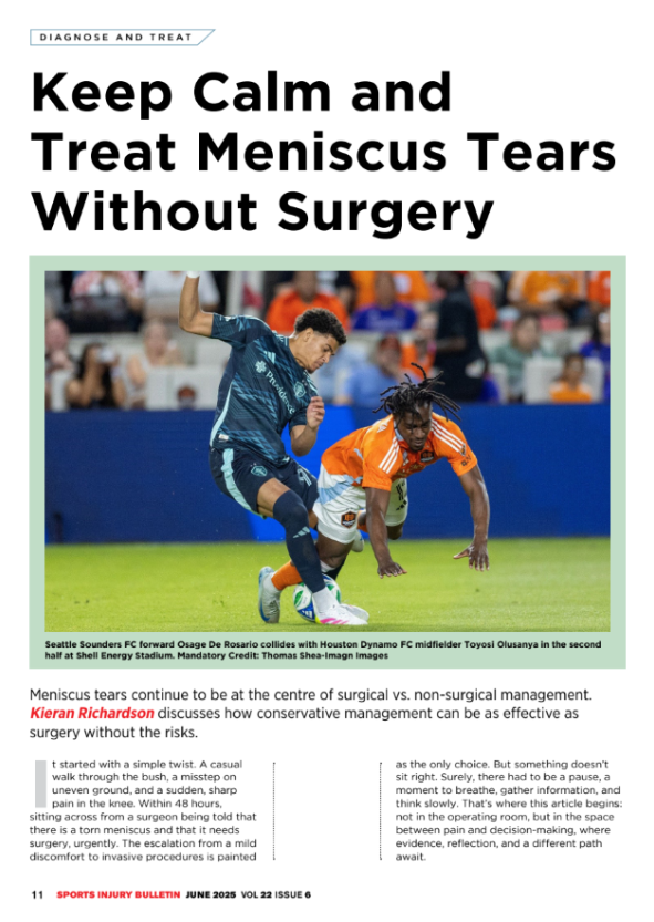 Meniscus tears continue to be at the centre of surgical vs. non-surgical management. 

Kieran Richardson discusses how conservative management can be as effective as surgery without the risks 🦵👀👇👇

sportsinjurybulletin.com/improve/keep-c…