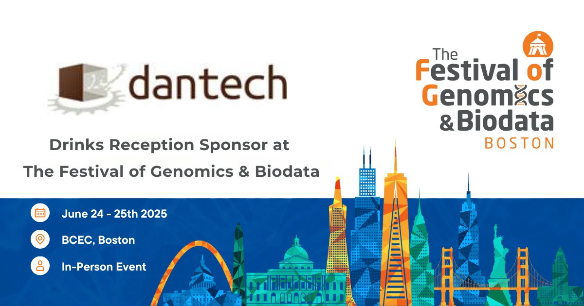 We’re delighted that Dantech are sponsoring this year’s Drinks Reception at The Festival of Genomics and Biodata in Boston! Grab a free alcoholic or soft drink and mingle with 2,000+ attendees at the epicentre of genomic discovery. More info: hubs.la/Q03sc5Jw0 #FOGBoston