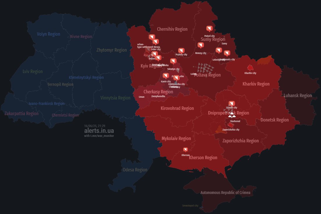 Putin, inspired and flattered by Trump's compliments to him at the G7 meeting, is at this very moment relentlessly attacking Ukraine with a large number of kamikaze drones.