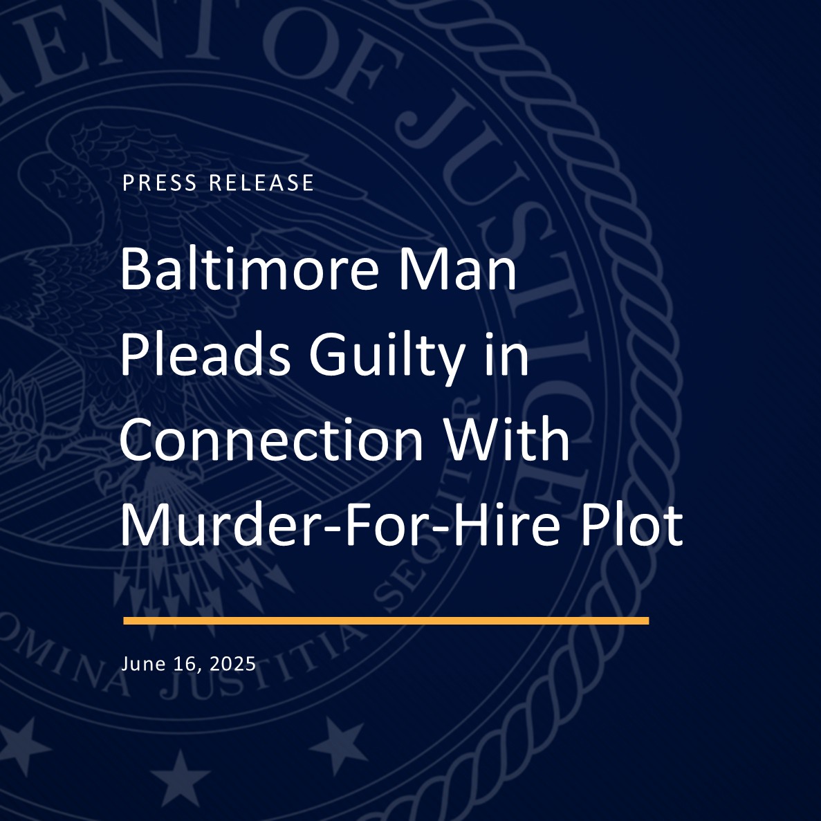 Baltimore Man Pleads Guilty in Connection With Murder-For-Hire Plot
justice.gov/usao-md/pr/bal…
Announced with <a href="/OIGatHHS/">OIG at HHS</a> <a href="/FBIBaltimore/">FBI Baltimore</a> <a href="/ATFBaltimore/">ATF Baltimore</a> <a href="/BaltimorePolice/">Baltimore Police</a> <a href="/BaltCoPolice/">Baltimore County Police Department</a>
