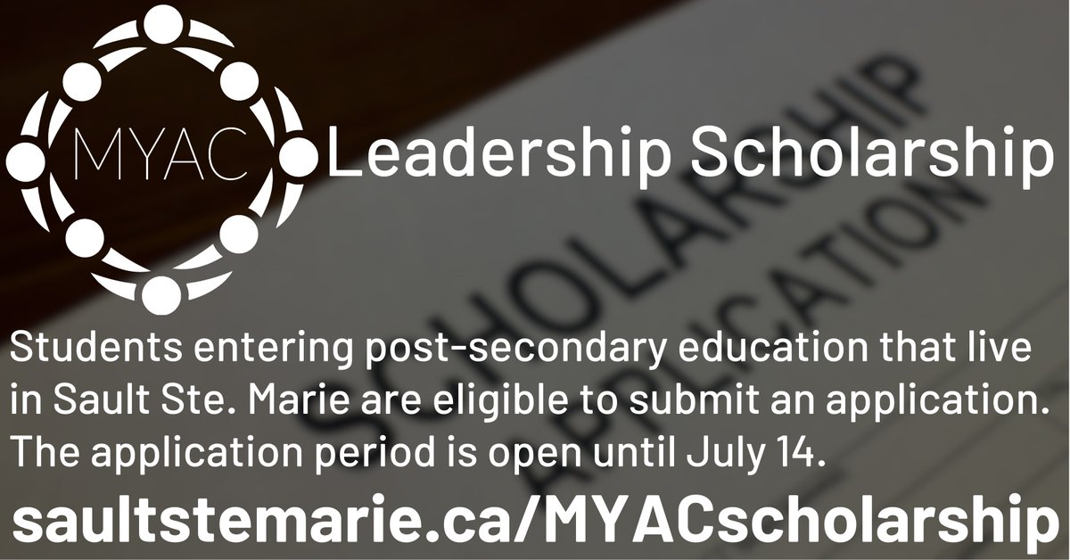 The Mayor's Youth Advisory Council continues to lead by example in championing youth voices - these scholarships are an excellent way to support students who are working hard and planning for their future. Details at: saultstemarie.ca/myacscholarship
