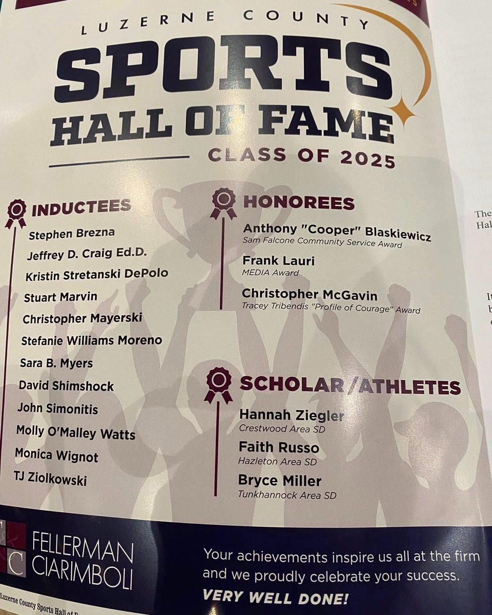 Here I am celebrating with Mary Blaskiewicz after delivering a citation on behalf of the late Anthony “Cooper” Blaskiewicz, who was this year’s Sam Falcone Community Service Award selectee for the Luzerne County Sports Hall of Fame.