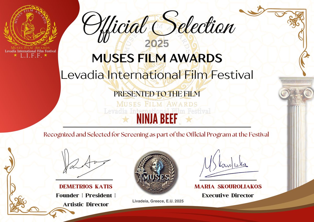 ninjabeef_movie's tweet photo. 映画「NINJA BEEF」

MUSES Film Awards – Levadia International Film Festival にて正式出品されました！
https://t.co/YegOyrvs6A

https://t.co/PFVk57Nw5z
※配給や公開に関しましては上記公式HPの問い合わせからご連絡ください。

#ninjabeef https://t.co/8xfRrIvZtY