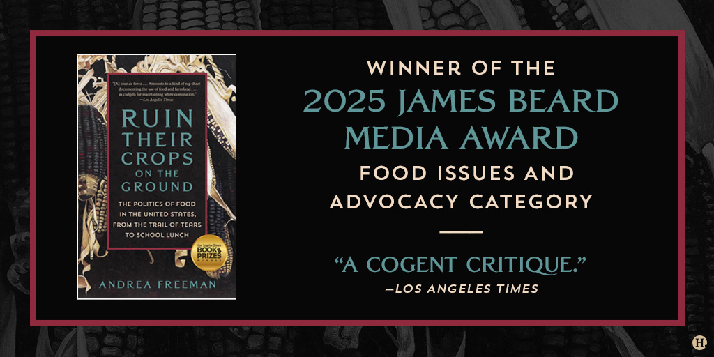 Henry Holt & Company (@henryholt) on Twitter photo 🤩 We are thrilled to announce that <a href="/afreemanlawprof/">andrea_freeman</a> 's book RUIN THEIR CROPS ON THE GROUND: The Politics of Food in the United States, from the Trail of Tears to School Lunch is a 2025 James Beard award winner in the Food Issues and Advocacy category! Congratulations Andrea! 🎉 🤩 We are thrilled to announce that <a href="/afreemanlawprof/">andrea_freeman</a> 's book RUIN THEIR CROPS ON THE GROUND: The Politics of Food in the United States, from the Trail of Tears to School Lunch is a 2025 James Beard award winner in the Food Issues and Advocacy category! Congratulations Andrea! 🎉