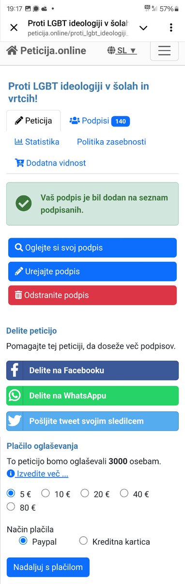 Podpisal sem peticijo proti LGBT ideologiji v šolah in vrtcih.  Da bomo uspešni v boju proti tej za otroke tako škodljivi ideologiji, moramo združiti moči. Podpišite jo tudi vi!.
peticija.online/proti_lgbt_ide…