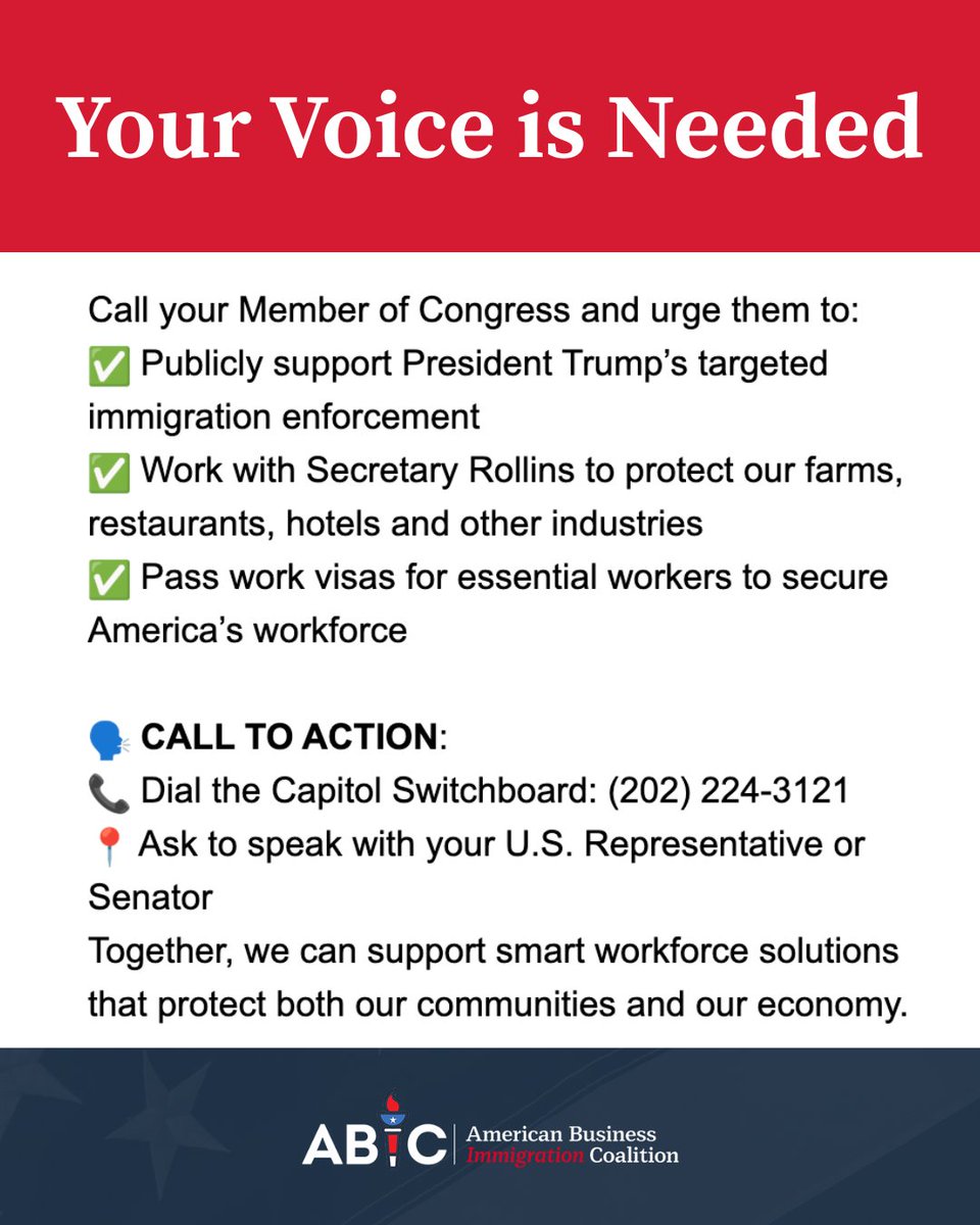 Thanks to the advocacy of business leaders across the nation, President Trump and Agriculture Secretary Rollins are taking decisive action to protect American farmers, restaurant owners, and hotel operators by ordering immigration arrests be paused in key industries.

In a recent