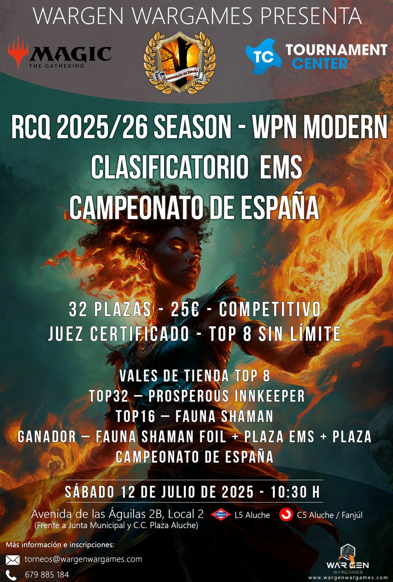 WarGenWargames's tweet photo. RCQ - WPN Qualifier - Campeonato de España - Modern - Sábado 12 de julio 

Inscripciones 
👇
https://t.co/p2OihVz4XS

@PTQs_Spain @wizards_magic 

#MagicTheGathering #rcqmagicRCQ https://t.co/hZjmfn90qE