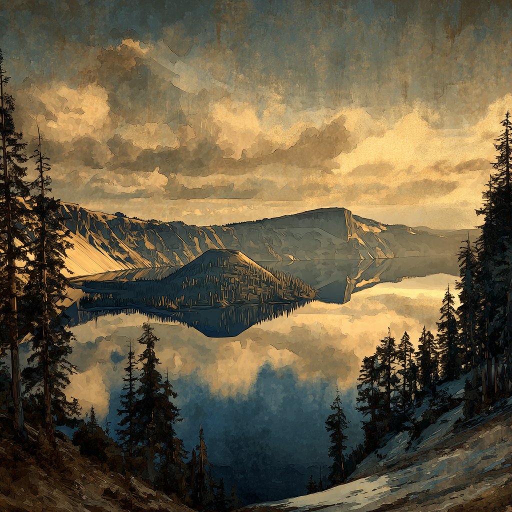 Xyonzhistory's tweet image. 𝐂𝐑𝐀𝐓𝐄𝐑 𝐋𝐀𝐊𝐄 - 𝐎𝐑𝐄𝐆𝐎𝐍
Crater Lake, born from fiery tantrums of Mount Mazama, now sits as Oregon's cool-headed, deep-blue marvel.
Crater Lake's blue depths remind us: even the most explosive moments can lead to serene beauty—wear sunscreen, or you'll erupt with…