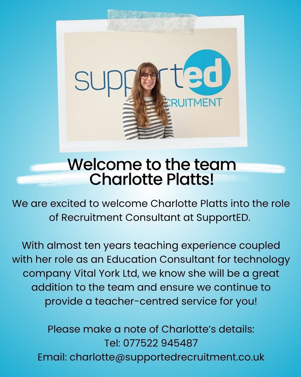 Please welcome Charlotte to the SupportED team!