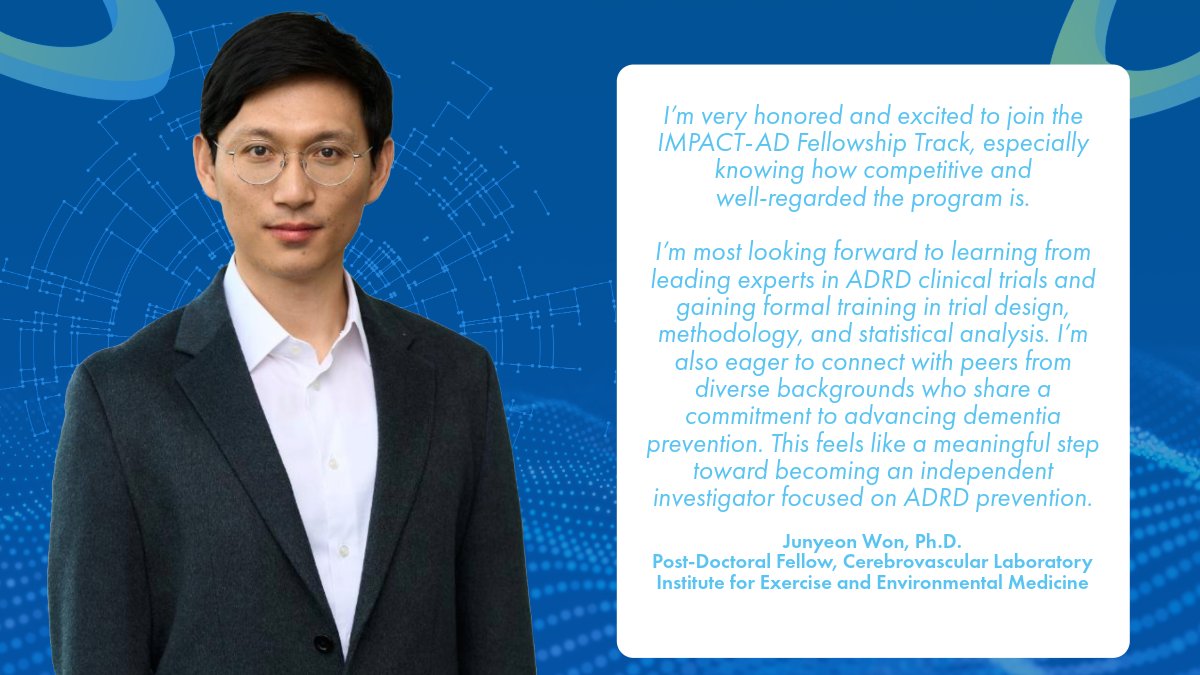 UTSWNeurology's tweet image. Congratulations to post-doc fellow Junyeon Won, Ph.D., on being accepted to the Institute on Methods and Protocols for Advancement of Clinical Trials in #Alzheimers disease and related #dementias (IMPACT-AD) fellowship track! @UTSWBrain @impact_ad