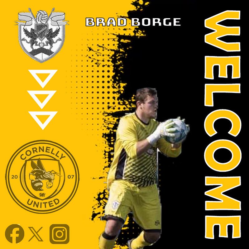 ✍🏻🐝 Borge Signs ✍🏻🐝

Cornelly United can confirm the signing of Goalkeeper Brad Borge from Brynterion. 

Brad who had a number of years playing for Pencoed at alliance league level spent last season at Brynterion and now as agreed to join the wasps for the 25/26 season 🧤 🐝