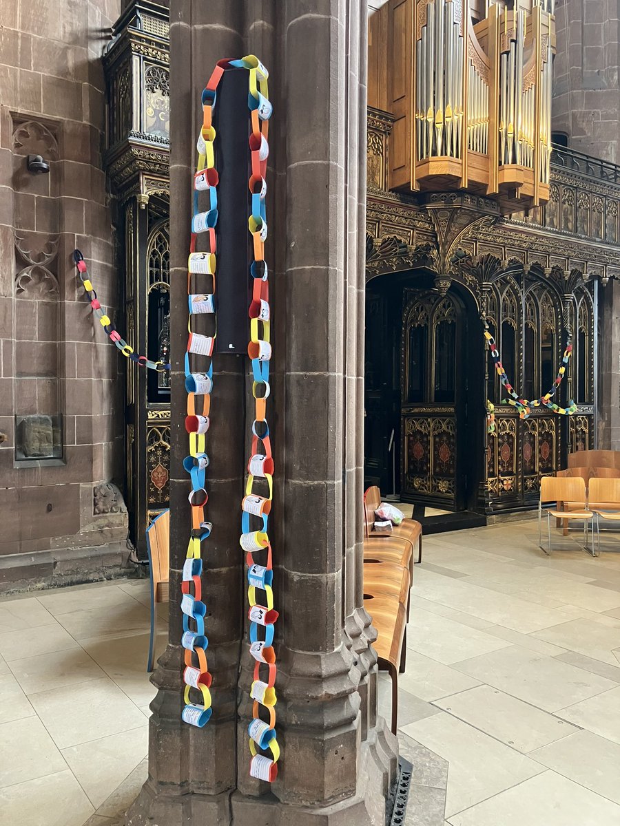 This year’s Year 6 Leavers’ Services have begun - 2 done, 6 to go - always a highlight in my year. Huge thanks to <a href="/ManCathedral/">Manchester Cathedral</a> for their great hospitality &amp; to <a href="/DioManchester/">Diocese of Manchester</a>’s Education Team for all the prep. The Prayer Chains are beginning to adorn the Cathedral.