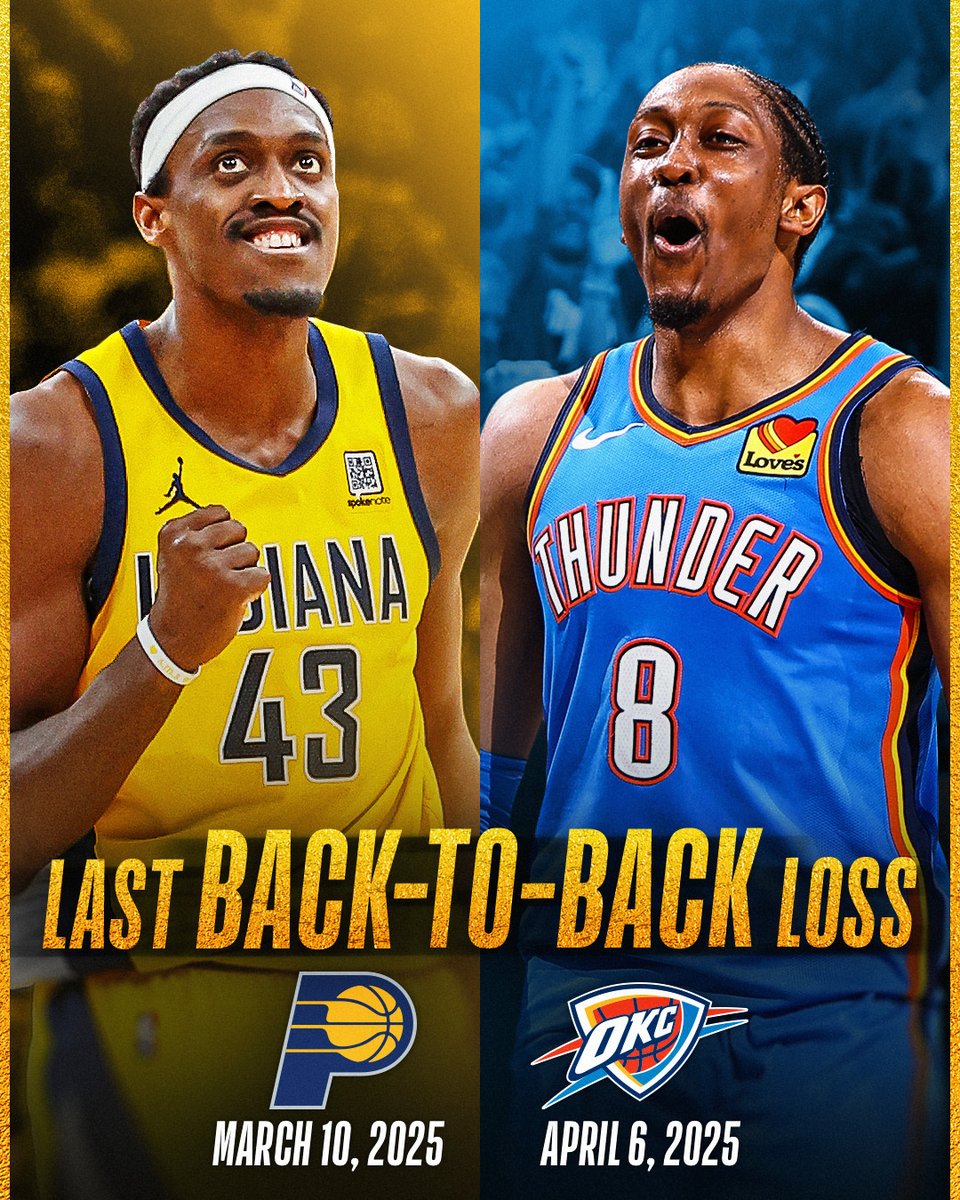 NBA's tweet image. Built to bounce back 😤

🏁 Since 3/10, the Pacers are 10-0 following a loss, winning by an average of 14.7 in those games.
⛈️ Since 4/6, the Thunder are 7-0 after a loss, with a win margin of 17.3 in those games.

The pressure mounts in a PIVOTAL Game 5 of the #NBAFinals…