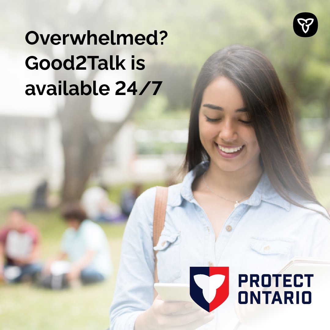 Feeling overwhelmed and unsure where to turn? 🌟 Whether you're dealing with anxiety, stress, or just need someone to talk with, Good2Talk is available 24/7 at no cost. good2talk.ca
 
#StudentWellness #ONpse