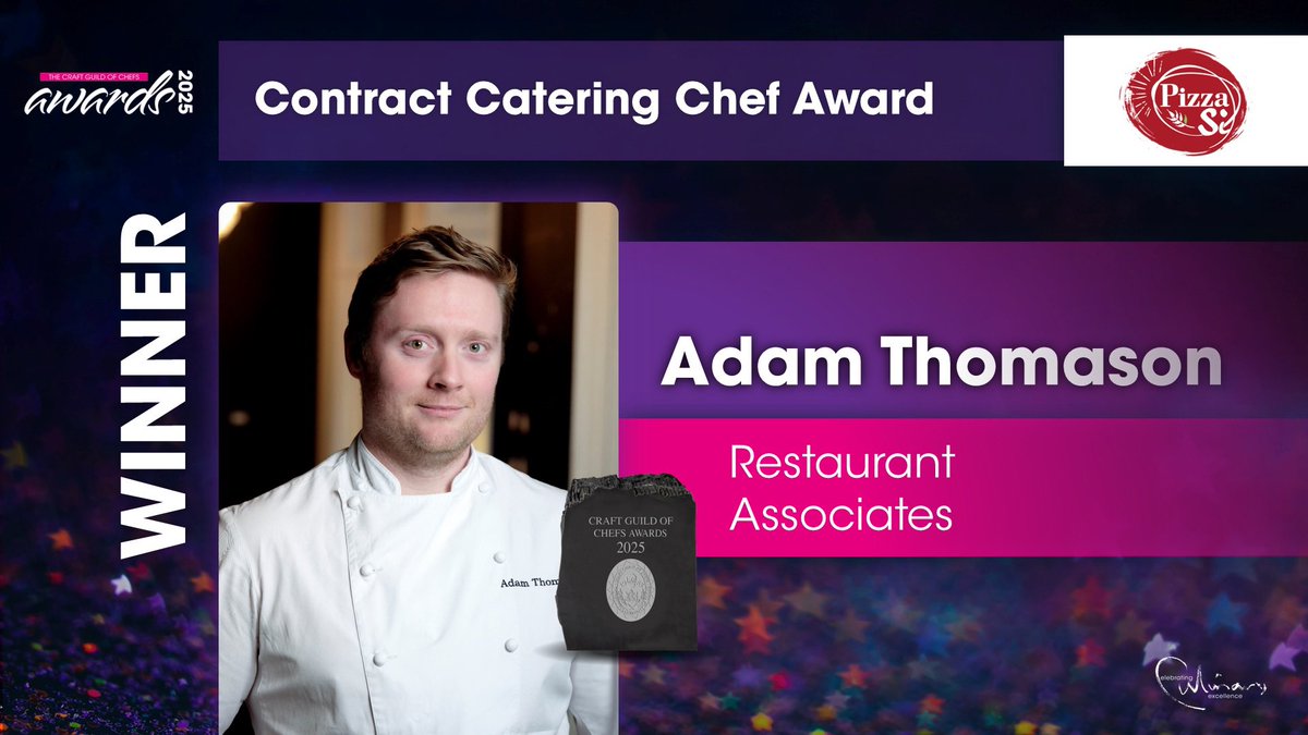 Craft_Guild's tweet image. Time to reveal the winner of the #CGCawards Contract Catering Chef Award which is sponsored by PizzaSi. Congratulations to @AdamThomason86 from @Rest_Associates.