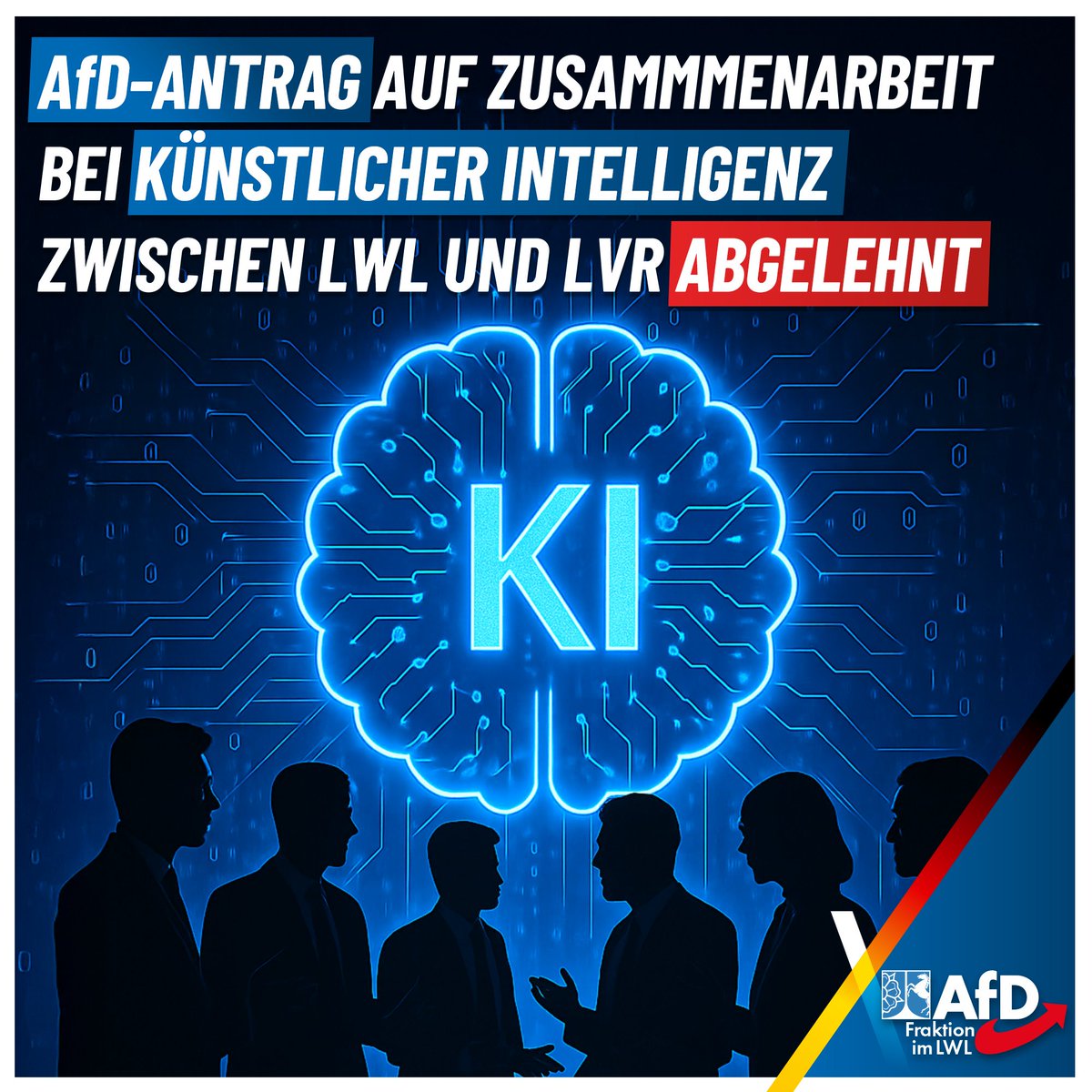 Heute im Ausschuss für IT und Digitales:
Unser Antrag zum Aufbau eines gemeinsamen Facharbeitskreises „Künstliche Intelligenz“ wurde ohne Gegenrede abgelehnt – nachdem uns inhaltlich vorher alle indirekt recht gegeben haben.

#AfD #Westfalenparlament #ki #digitalisierung