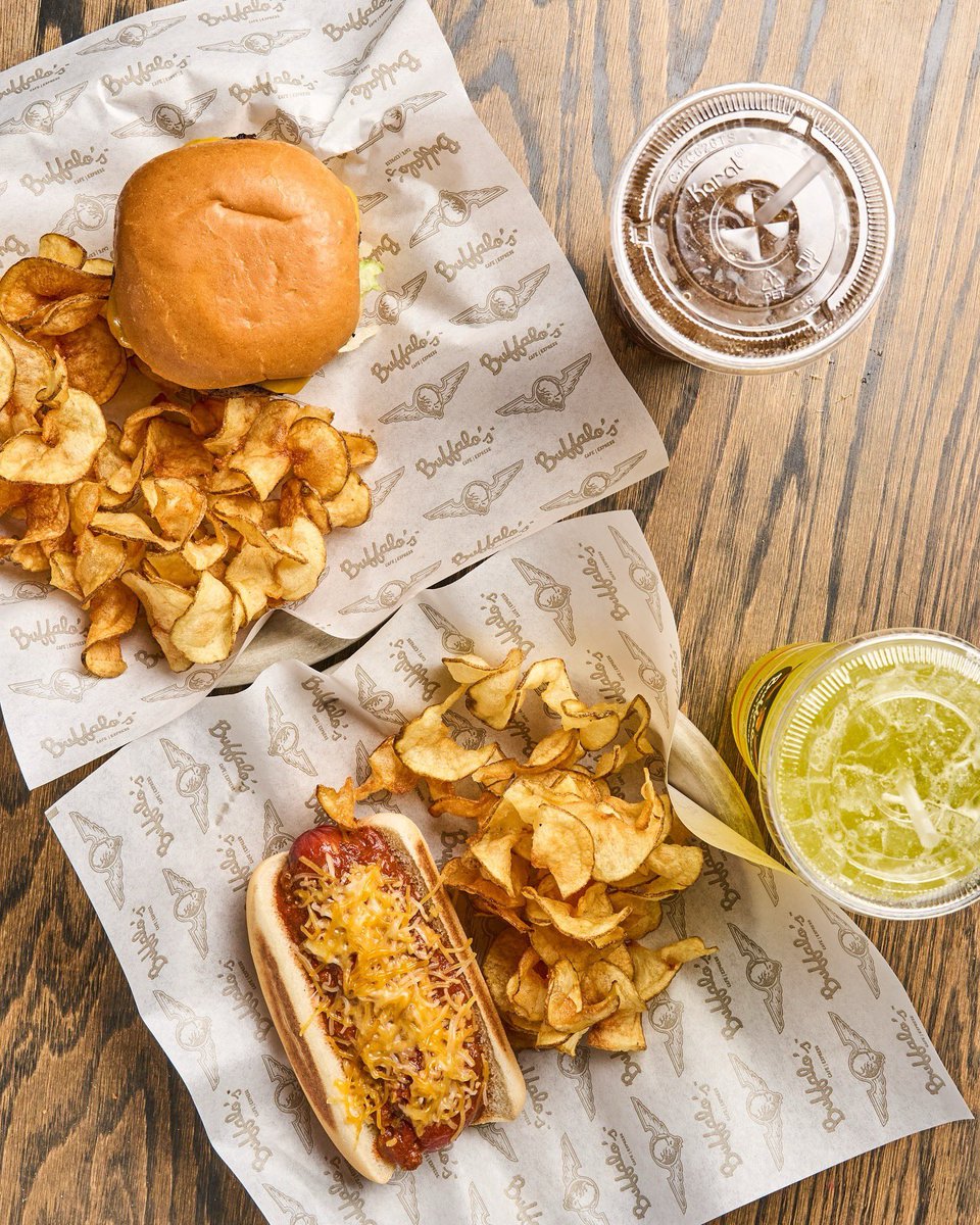 BuffalosAcworth's tweet photo. Kick off summer with flavor! ☀️ Enjoy a Jr. All American Burger Combo or a Chili Cheese Dog Combo, starting at just $9.99. Grilled to perfection and served with a drink. Make it a beer for $2 more! 🍔🌭 https://t.co/pJKjQaG5js