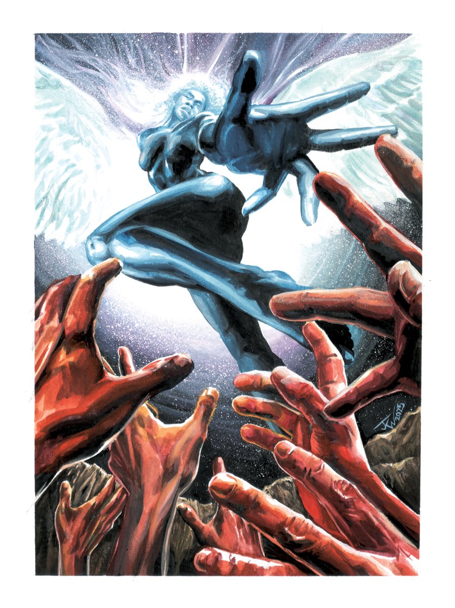 "Angel of Death" #gouachepainting on 9"x12" cold pressed cotton paper. #heroescon2025 #commission.  #art #comicart #comicprofessional