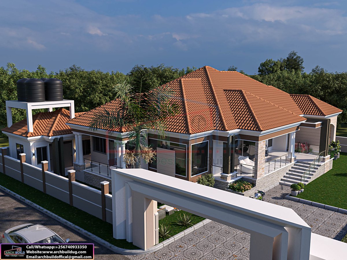 ArchBuildUg's tweet image. 4 – Bedroom house plan on 50*100ft ____________________________________________
 GROUND FLOOR. 
• Entrance veranda/shade 
• Living room • Dining room 
• Open kitchen concept 
• Kitchen island (breakfast dining) 
• Kitchen veranda 
• General bath (powder room) 
• Maids&apos;…