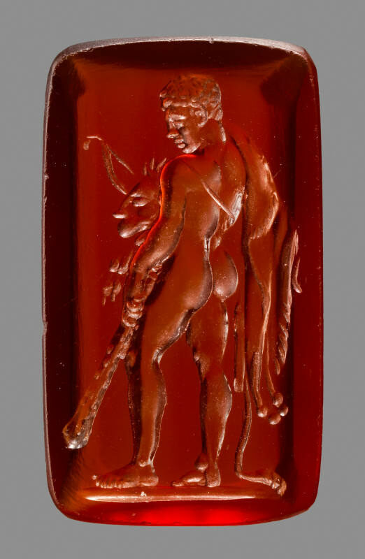 Carnelian intaglio depicting Hercules, Roman, 1st century BC. Collection: The Michael C. Carlos Museum, Emory University.