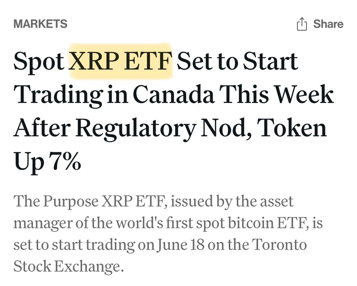 AbsGEC's tweet photo. BREAKING: 🇨🇦 FIRST-CANADIAN SPOT $XRP ETF (XRPP) IS LAUNCHING JUNE 18 - TORONTO STOCK EXCHANGE!💥📈 https://t.co/YmlcTKRoHW