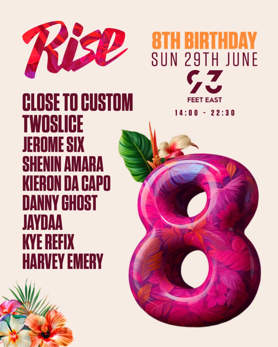 Rise : Day Party ๐ (@rise_ldn) on Twitter photo ๐๐จ๐๐ ๐๐๐ก๐ ๐จ๐ฃ ๐๐ก๐ก๐ข๐จ๐ก๐๐๐ ๐๐ก๐ง ๐ฎโ๐จ
๐๐น๐ผ๐๐ฒ ๐ง๐ผ ๐๐๐๐๐ผ๐บ will be flying in from the Netherlands to join ๐ง๐๐ผ๐ฆ๐น๐ถ๐ฐ๐ฒ as our special guests for our 8th birthday at 93 Feet East.
ra.co/events/2162380 ๐๐จ๐๐ ๐๐๐ก๐ ๐จ๐ฃ ๐๐ก๐ก๐ข๐จ๐ก๐๐๐ ๐๐ก๐ง ๐ฎโ๐จ
๐๐น๐ผ๐๐ฒ ๐ง๐ผ ๐๐๐๐๐ผ๐บ will be flying in from the Netherlands to join ๐ง๐๐ผ๐ฆ๐น๐ถ๐ฐ๐ฒ as our special guests for our 8th birthday at 93 Feet East.
ra.co/events/2162380