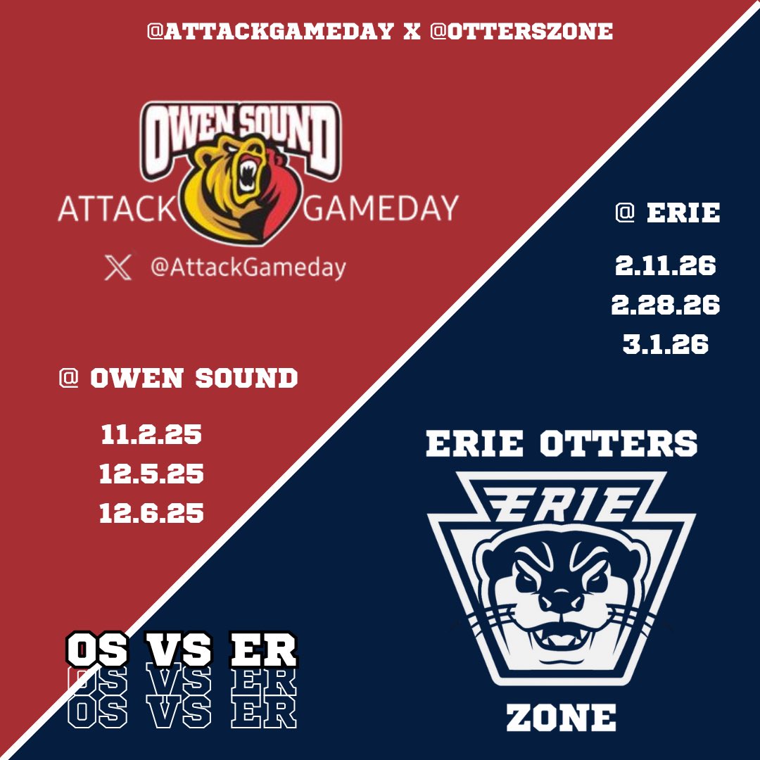 OttersZone's tweet photo. The @AttackGameday X @OttersZone Rivalry Series returns for the fourth-straight season! The action starts on November 2nd! #ERvsOS https://t.co/051S87qujb