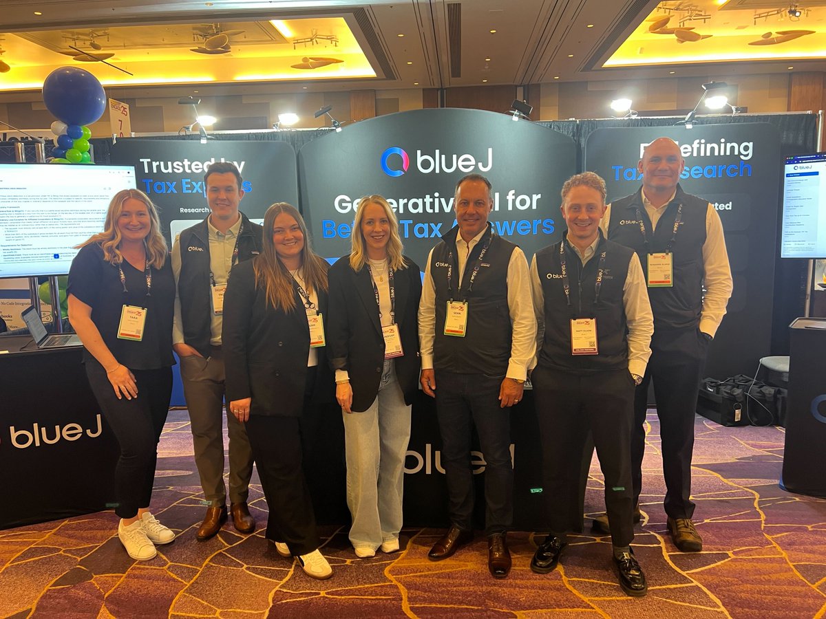 BlueJLegal's tweet image. We had an incredible week at #ENGAGE25 connecting with forward-thinking tax professionals shaping the future of the profession. As the preferred tax research solution of @CPAcom, we were proud to showcase how Blue J is transforming the way tax experts work.
