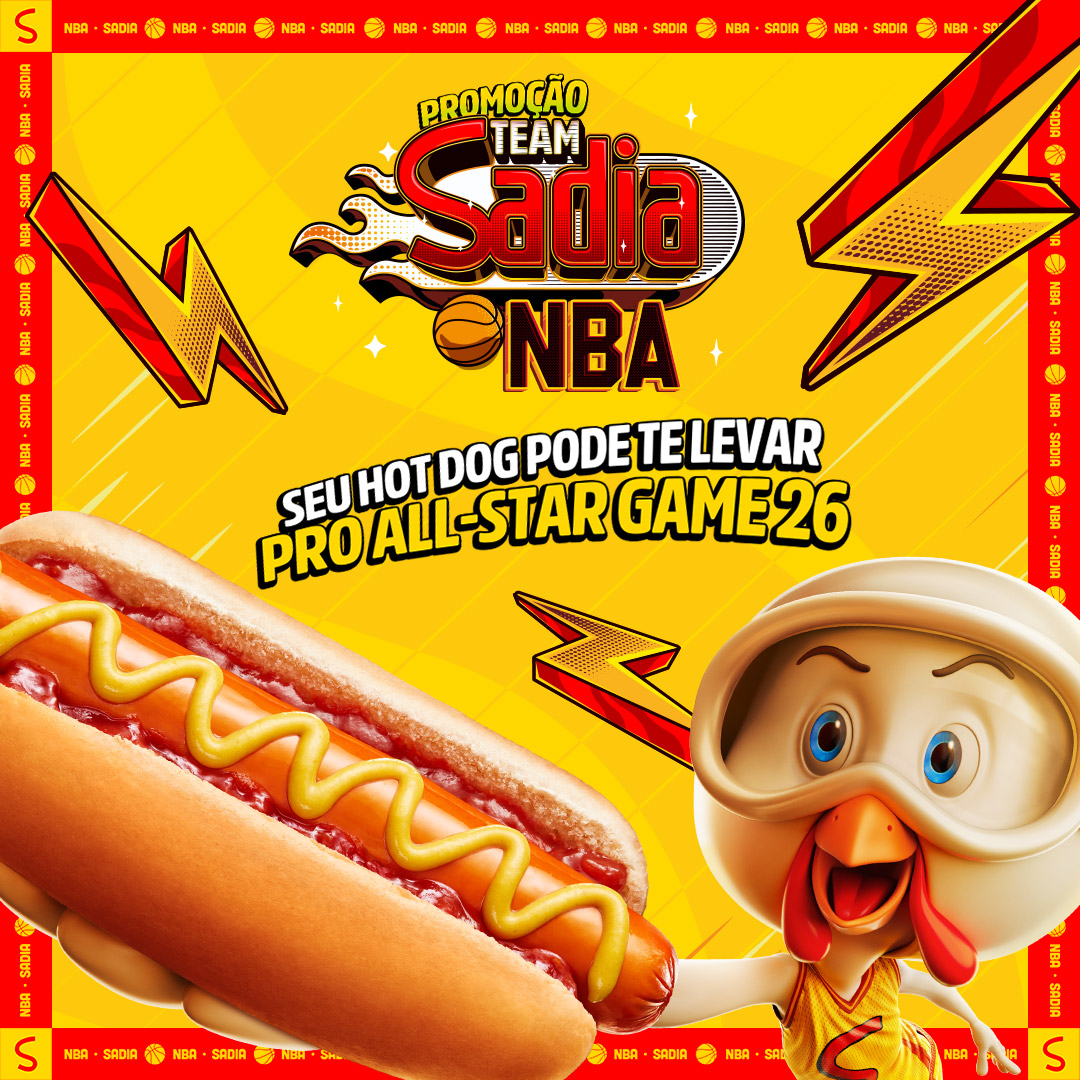 O hot dog de hoje pode te levar pro All-Star Game no ano que vem! 👀​
​
Cadastre-se agora na promoção Team Sadia NBA e concorra a uma viagem para o All Star Game 26! 🏀🔥  teamsadianba.com.br #NBAPedeSadia #Sadia