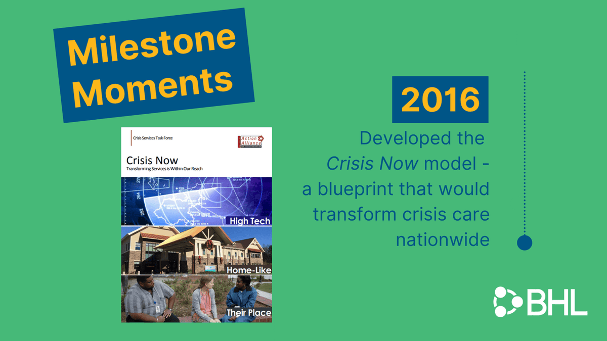 🧩 2016: BHL helps develop Crisis Now.

Adopted nationwide. The model that changed the game.

#BHL30 #CrisisNow #CrisisCare