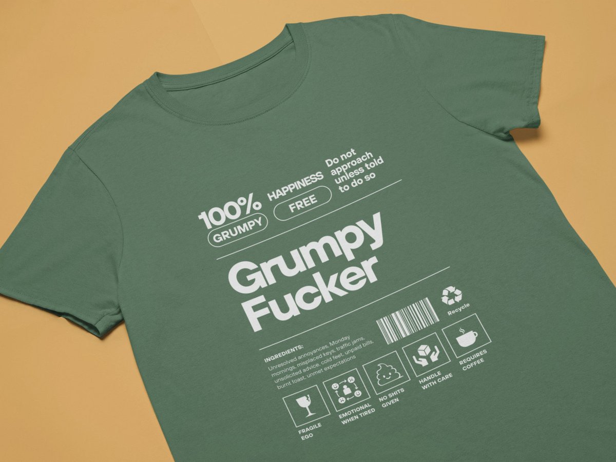 𝐆𝐫𝐮𝐦𝐩𝐲 𝐅𝐮𝐜𝐤𝐞𝐫 𝐋𝐚𝐛𝐞𝐥 𝐓-𝐬𝐡𝐢𝐫𝐭

The 100% cotton unisex classic tee with exclusive Grumpy Fucker branding.

Available only here:

grumpyfuckers.com/product/grumpy…