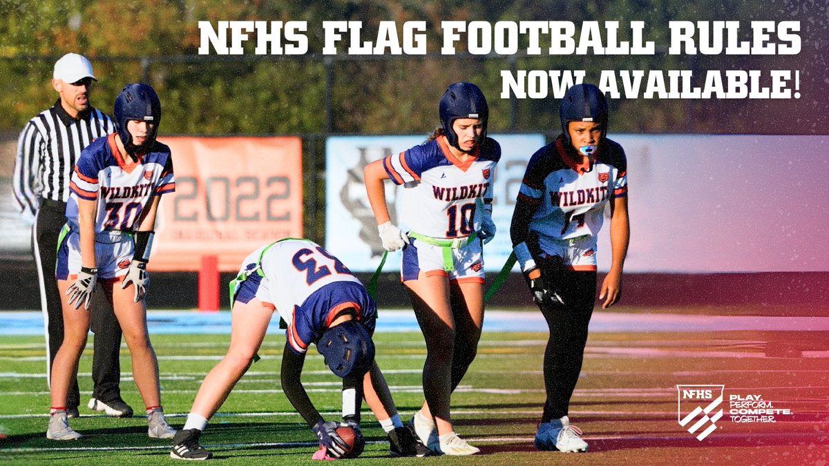 The FIRST rules publication for high school flag football is now available!

The 2025-26 NFHS book features rules governing the 7-on-7 player game, and provides three options for size of the field.

Read more 🔗 nfhs.org/articles/first…

#PlayPerformCompeteTogether #FlagFootball