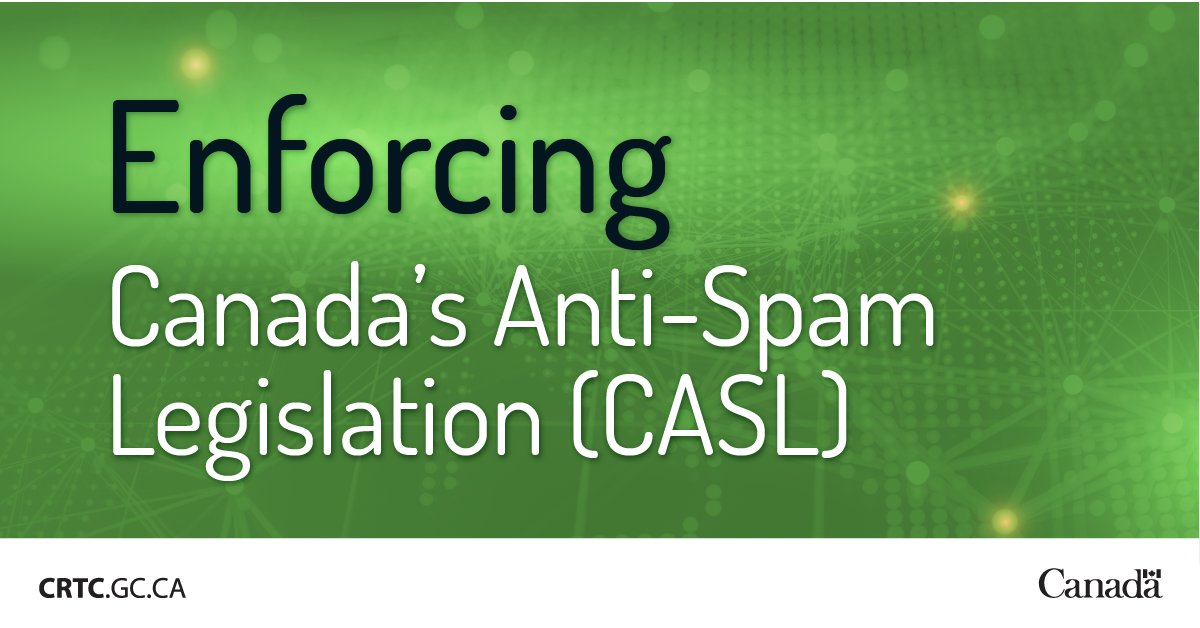 CRTCeng's tweet image. 📣 Check out the latest edition of the #CASL Dashboard to see how we’re enforcing Canada’s Anti-Spam Legislation through:
📊 Complaint trends
🔎 Investigations
⚖️ Enforcement actions
🔗 ow.ly/2AB350WakiZ