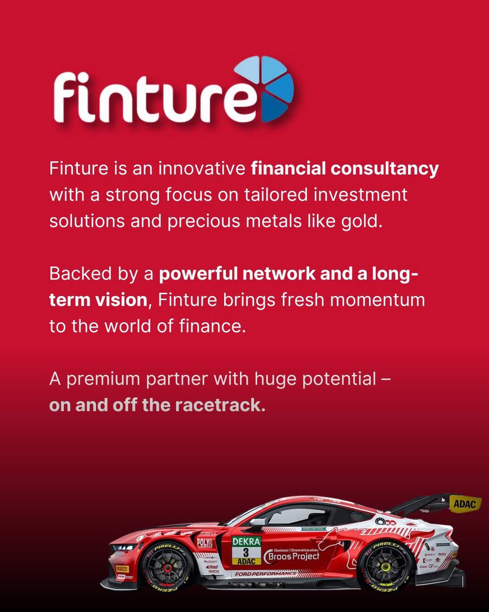 🚀 I’m proud to announce FINTURE as a new sponsor and cooperation partner for the 2025 season!

A young player in the world of finance, FINTURE combines personal consulting with a clear focus on value stability - strategic investments in gold and metals.

finture.de