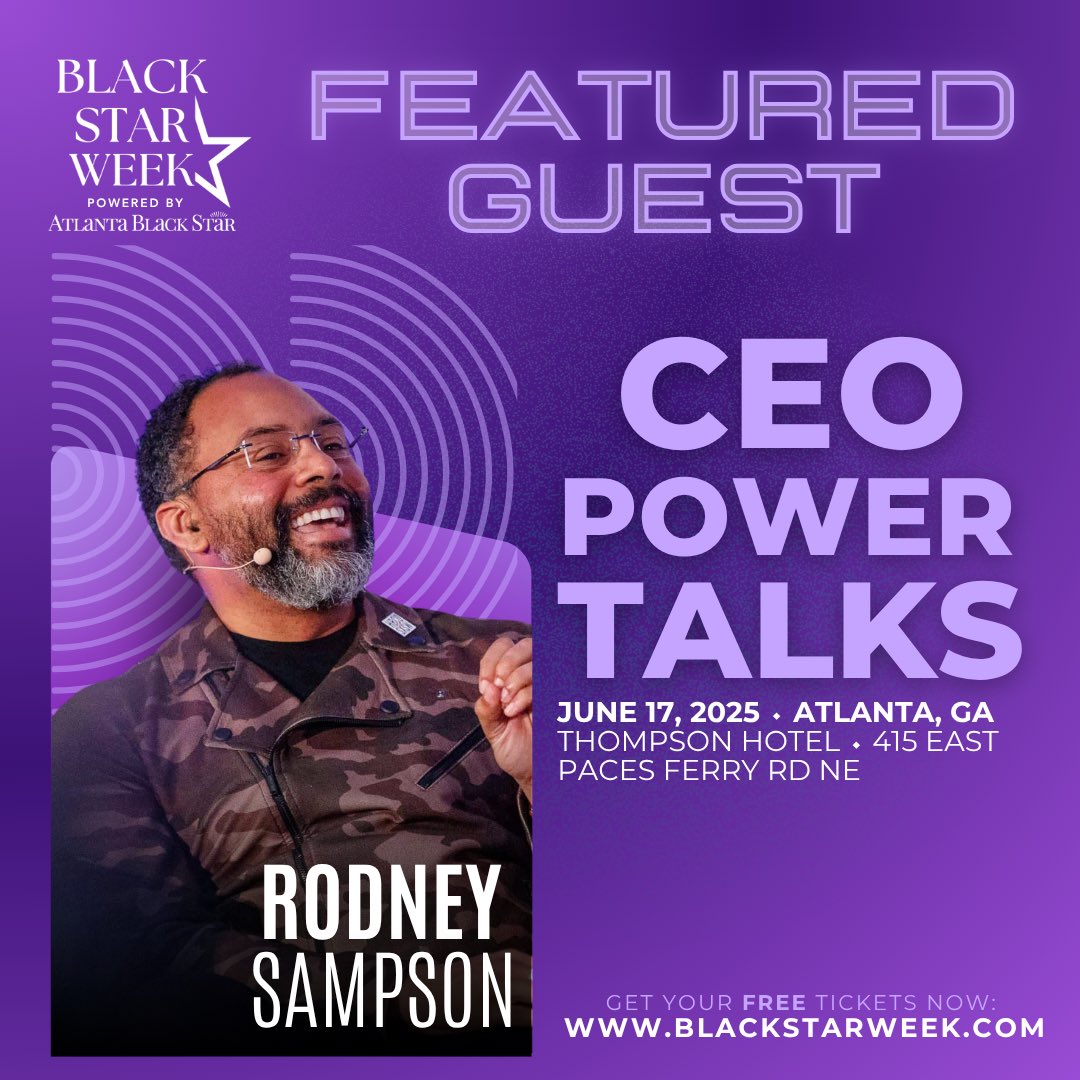 Opportunity Hub (OHUB) (@theeohubs) on Twitter photo Atlanta! 🚀 Black Star Week's CEO Power Talks kicks off TOMORROW, June 17th! Don't miss it at the Thompson Hotel.
Gain insights from <a href="/rodneysampson/">Rodney Sampson</a>, Sheena Allen, Ryan Wilson, Wendy McGee & more industry titans!
🚨 FREE & limited space. Grab tickets: BlackStarWeek.com Atlanta! 🚀 Black Star Week's CEO Power Talks kicks off TOMORROW, June 17th! Don't miss it at the Thompson Hotel.
Gain insights from <a href="/rodneysampson/">Rodney Sampson</a>, Sheena Allen, Ryan Wilson, Wendy McGee & more industry titans!
🚨 FREE & limited space. Grab tickets: BlackStarWeek.com
