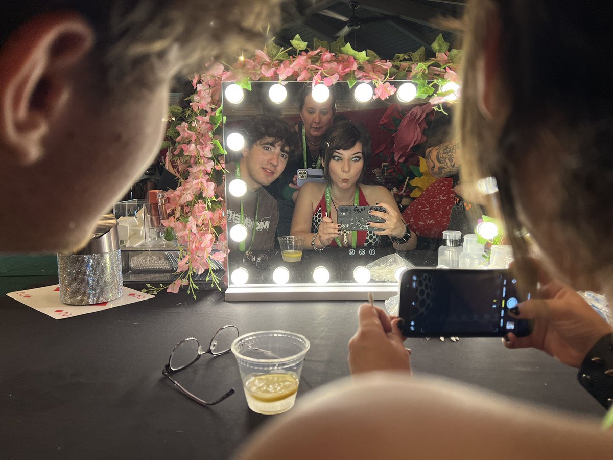 I just love that this was not planned; it was a photo I took in the About Face VIP lounge. 
She loved playing with <a href="/halsey/">halsey 🌸</a> ‘s makeup line. I hope that Halsey realizes the joy the younger generation has with all of this too.
Maybe one day she will be a makeup artist. 
#halsey